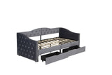 Upholstered Daybed with Storage Drawers, Wood Daybed Twin Size, No Box Spring Needed, Grey W1670P255474