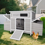 Large Wooden Chicken Coop Outdoor Hen House Poultry Cage for Outdoor with 2 Sides Nesting Boxes W2326P327243