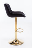 Chrome Footrest and Base Swivel Height Adjustable Mechanical Lifting Velvet Golden Leg Simple Bar W124956165
