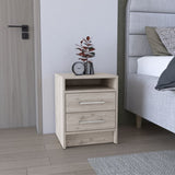 Eter Nightstand , End Table, Side Table Superior Top, Two Drawers -Light Gray B07091862