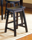 Black Finish 24-inch Counter Height Stools Set of 2pc Saddle Seat Solid Wood Casual Dining Home B01151975