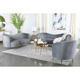 Grey and Gold Upholstered Tufted Chair B062P145585