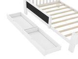 Twin Platform Bed with Chalkboard,Solid Wood Platform Bed with Storage Drawers and Shelves,Childlike W1580P362704