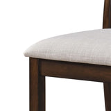 Set of 2 Rustic Dining Chairs, Farmhouse Side Chairs with Slatted Back, Upholstered Seat, Weathered W2537P369835