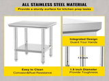 Stainless Steel Prep Table, 24 x 24 x 31 Inch, 700 lbs Capacity, Durable Metal Worktable with 77885021
