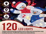 Set of 2 Lighted Running Snowman Christmas Decorations, Pre-lit 2D Holiday Decor with 120 Warm White 83521957