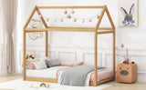 Twin Size Wooden House Bed, Wood Color N716P227423D
