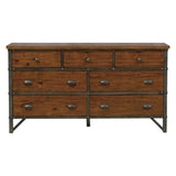 Industrial Design Bedroom 1pc Dresser of 7 Drawers Rustic Brown and Gunmetal Finish Wooden B011P152673