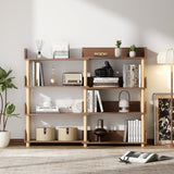 4 Tier Retractable & Rotatable Bookcases, Wooden Corner Book Shelf, Storage Rack for W1801P195686