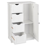 ZNTS Single Door Bathroom Storage Cabinet with 4 Drawers White 89838254