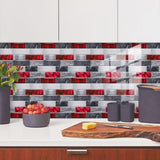 48 Pcs Red Marble Look Peel And Stick Wallpaper PVC Waterproof Self-Adhesive Tile Backsplash For 57663144