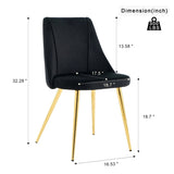 Modern simple velvet dining black chair home bedroom stool back dressing chair student desk chair W210115306