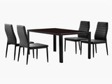 Simple Assembled Tempered Glass & Iron Dinner Table Black 20824867