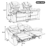 ZNTS Home Theater Seating Manual Recliner Loveseat with Hide-Away Storage, Cup Holders and LED Light WF310726AAJ