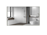 40x30inch Glossy White Rectangular-Mounted Beveled Bathroom Mirror,Square Angle Metal Frame W2091128136