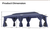 Patio Gazebo 10'x20', Outdoor Heavy Duty Party Tent Shelter With Double Roofs, Mosquito Nettings And 58690224