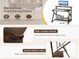 Rustic Brown Rolling Computer Desk with Power Strip 32" Mobile Office Desk with Monitor Stand 76025218