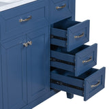 ZNTS 36" Bathroom Vanity with Sink Combo, Blue Bathroom Cabinet with Drawers, Solid Frame and MDF Board 11515323