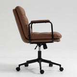 ZNTS Office Chair,Mid Back Home Office Desk Task Chair with Wheels and Arms Ergonomic PU Leather Computer W1143133926