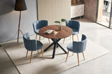 42.1"BLACK AND WOOD COLOR Table Mid-century Dining Table for 4-6 people With Round Mdf Table Top, W234P165709