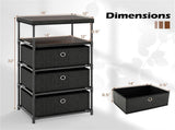 3-Drawer Fabric Storage Cabinet - Removable Foldable Drawers, Industrial Wood Top, Metal Frame with 51249504