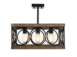 4-Light Square Kitchen Island Lights Ceiling Light Farmhouse Dining Room Light Fixture, Wood and W3596P469831