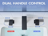 Bathroom Stainless Steel Faucets for Sink 3 Hole Matte Black 8 inch Widespread Bathroom Sink Faucet W1932P353507