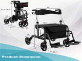 Foldable Rollator Walker with 8" Wheels Handbrake Storage Bag Cane Holder for Seniors & 64661488