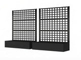 Black 43" x 16" x 70" Galvanized Planter Box Raised Garden Bed with Trellis for Vines & Climbing 79173584