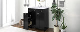 ZNTS 30-Inch Black Bathroom Vanity with Ceramic Sink Combo, Abundant Storage Cabinet - 2 Soft-close Doors WF532032AAB