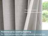 2pcs light grey 100% blackout curtains with snap-on top, suitable for hanging use. They have 56446902