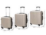 ABS Trolley Case 20in 24in 28in 3PCS Suitcase Set Striped Textured Suitcase Champagne Gold 10461494