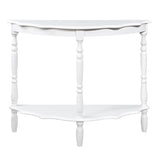 42'' Retro Circular Curved Half-Moon Console Table with Cloud Design Top and Open Shelf Solid Wood W1202P155405