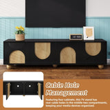 Farmhouse TV Stand with Cable Holes for TVs up to 75", Cream Style Media Console with Rebound N721P288695B