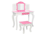 Three-Fold Mirror Single-Drawing Curved Foot Children Dressing Table Red Dots 86853983