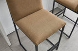 Counter Height Bar Stools Set of 2, Upholstered Linen Bar Chairs, Metal Footrest and Frame for W1249P257009