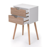 Nightstand with 2 Drawers, Tables with Solid Wood Legs and Storage, End Table, Side Table, W2181P156141