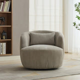 34.25 "Wide Upholstered Corduroy 360&deg Swivel Barrel Soft Accent Chair with Pillow, Circular W3118P253971