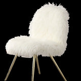 ZNTS Contemporary Glam White Gold Fabric Faux Fur 1pc Accent Chair Upholstery Living Room Chair B011P184980