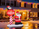 8.2FT Lighted Christmas Inflatable Decoration, Inflatable Black Santa & Road Sign, Funny Blow Up 67084914