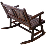 Outdoor Wood Rocking Bench Carbonized Double Rocking Chair for 2 Persons with Wide Curved Seat, 14975377