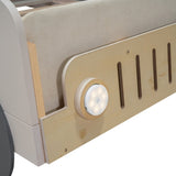Wood Twin Size Car Bed with Pillow, Ceiling Cloth and LED, Natural WF309288AAM