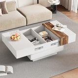 ZNTS ON-TREND 31.4'' x 31.4'' Square Coffee Table with Sliding Tabletop, High Gloss Center Table with N721P180696K