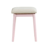 Beautiful Pink Finish Vanity Dresser with Mirror and Stool Set Storage Drawers Bedroom Furniture 1pc B011P300057