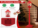 64" Christmas Streetlamp Lantern 60 Warm LEDs, 8 Xmas Melodies, 2 Display Ways, ABS/PP/PVC, Red, 02304289