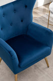 Sovarol Velvet Button-Tufted Wing Back Accent Chair, Blue T2574P164251