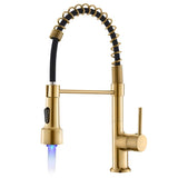 Commercial LED Kitchen Faucet with Pull Down Sprayer, Single Handle Single Lever Kitchen Sink Faucet W1932P156148