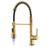 ZNTS Commercial LED Kitchen Faucet with Pull Down Sprayer, Single Handle Single Lever Kitchen Sink Faucet W1932P156148