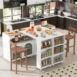 K&K Rolling Kitchen Island With Extended Table, Kitchen island on Wheels with LED Lights,Power WF316018AAW