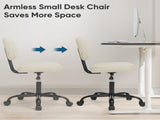 Armless Office Chair Adjustable PU Leather Desk Chair with Wheels Padded Low-Back Swivel Vanity 46981750